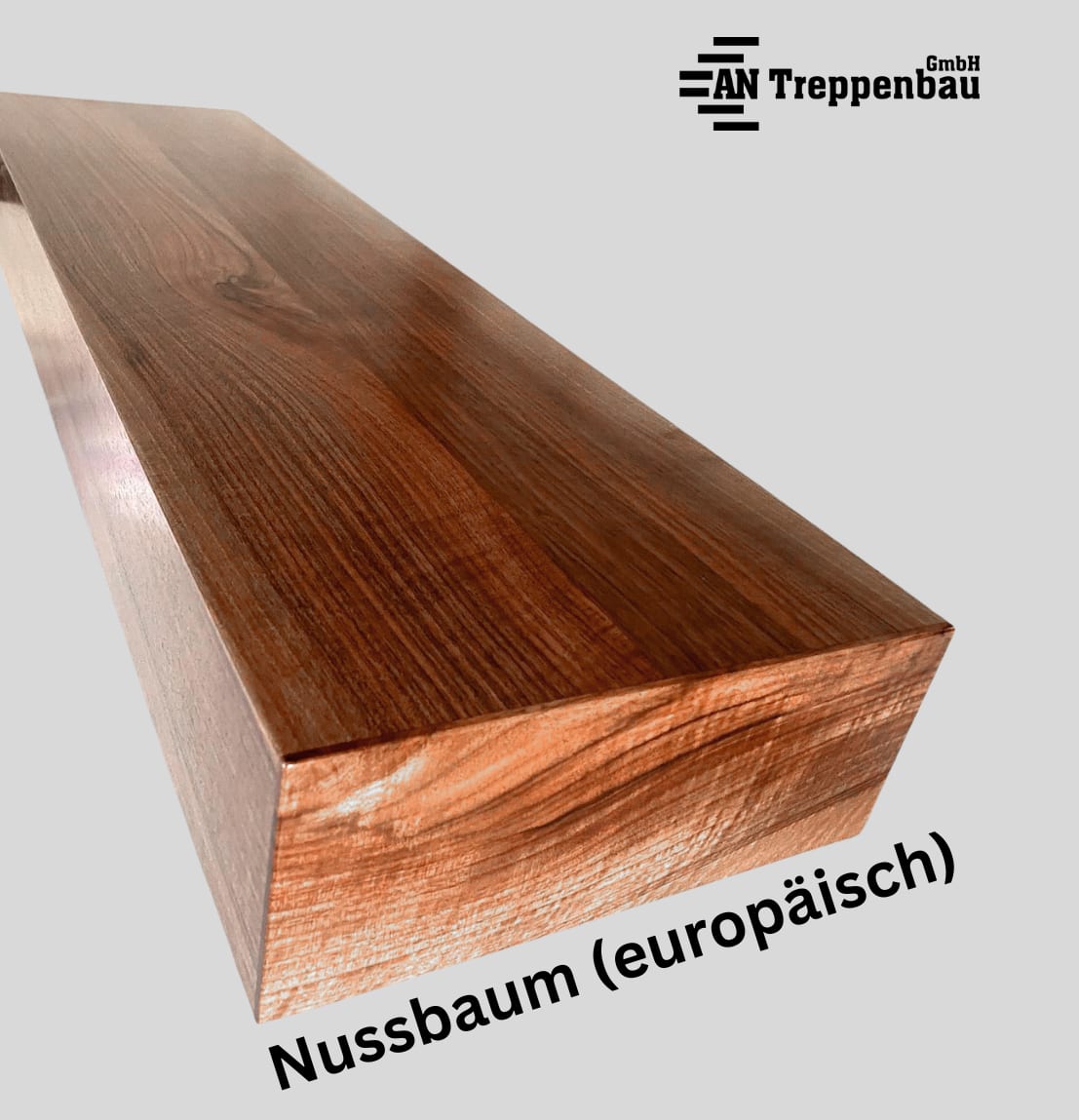 Trittstufe aus europäischem Nussbaum – AN Treppenbau