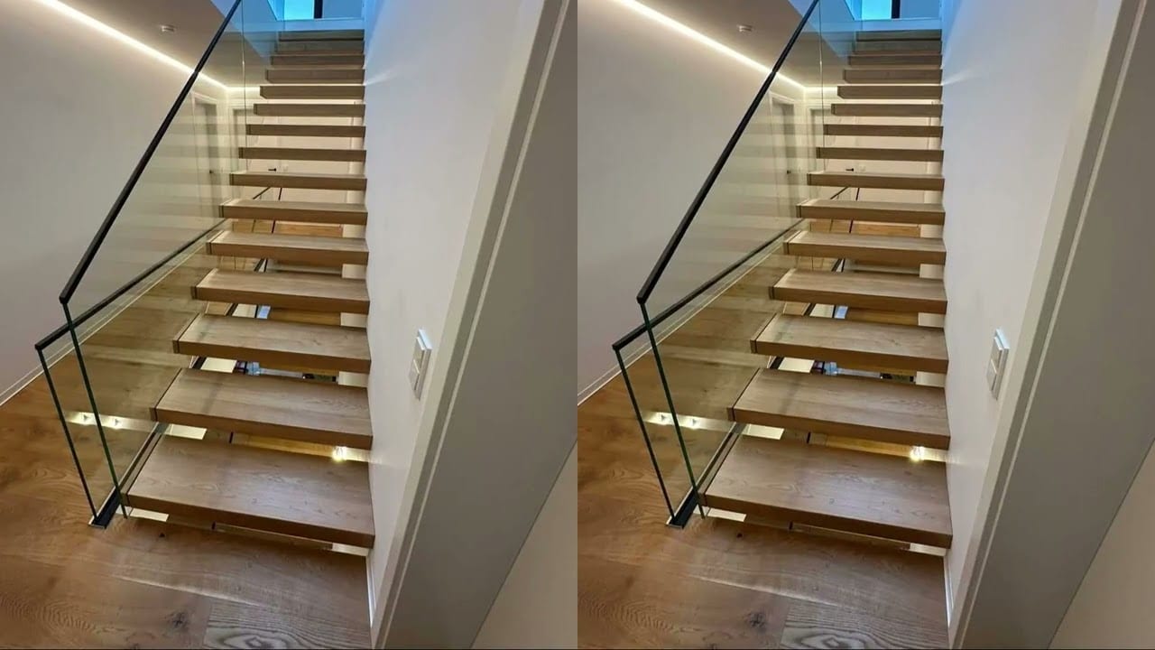Vorschaubild zum Video: Eichenstufen mit Ganzglasgeländer im fertigen Haus